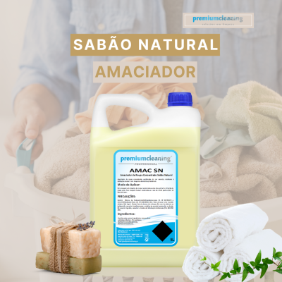 Amaciador de roupa líquido em garrafa plástica amarela com tampa azul e rótulo em português