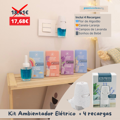 Kit ambientador elétrico branco com 4 recargas coloridas