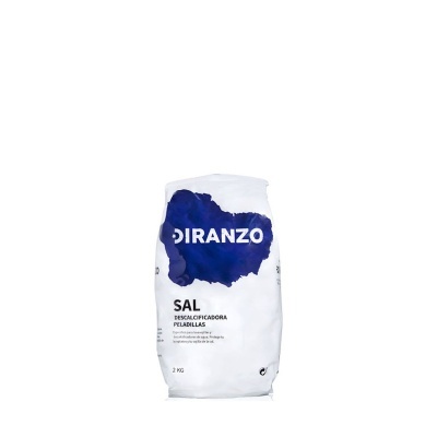 Saco branco com texto DIRANZO e SAL DESCALCIFICADORA PEDALILLAS 2 KG