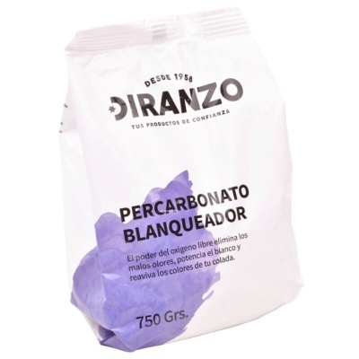 Pacote de Percarbonato Branqueador DIRANZO branco e lilás de 750 gramas
