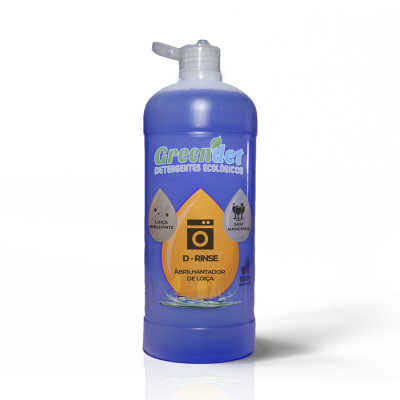 Frasco azul de detergente ecológico Greenjet D-RINSE para loiça com tampa de disparo