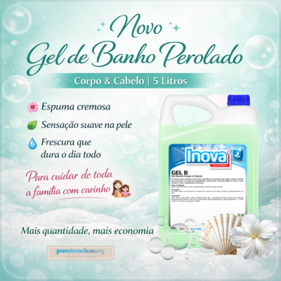 Gel de banho perolado Inova 5 litros com embalagem branca e tampa azul
