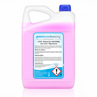 Bidão plástico branco com líquido rosa, tampa azul e rótulo branco e azul com texto em português