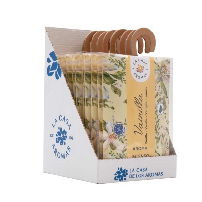 Expositor com sachês perfumados de baunilha com design floral