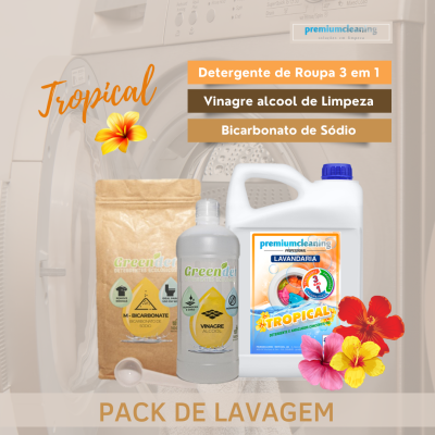 Pack de lavagem com detergente, vinagre e bicarbonato