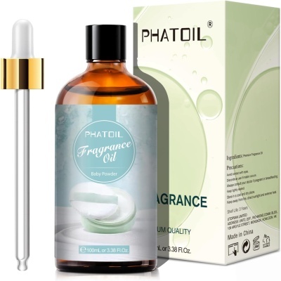 Óleo de fragrância PHATOIL Baby Powder 100ml com gotário e caixa