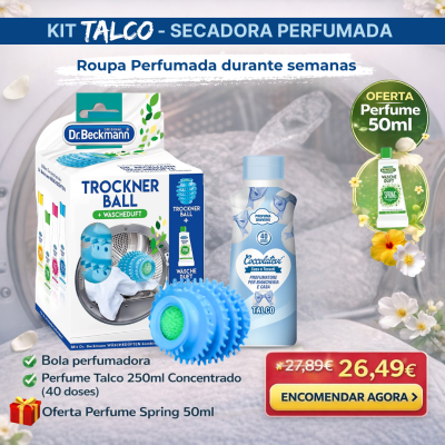 Kit secadora perfumada com bola azul e perfume Talco Dr.Beckmann