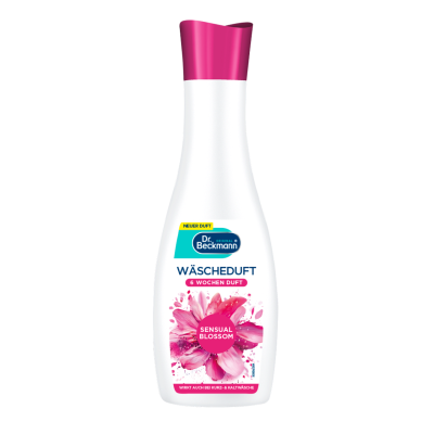 Frasco plástico branco com tampa rosa de fragrância para roupa Dr. Beckmann Wäscheduft