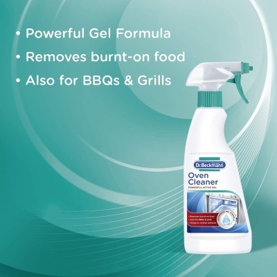 spray Dr.Beckmann Oven Cleaner em fundo verde com texto