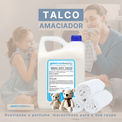 Amaciador de roupa AMAC SOFT TALCO premiumcleaning com toalhas e ursos de pelúcia