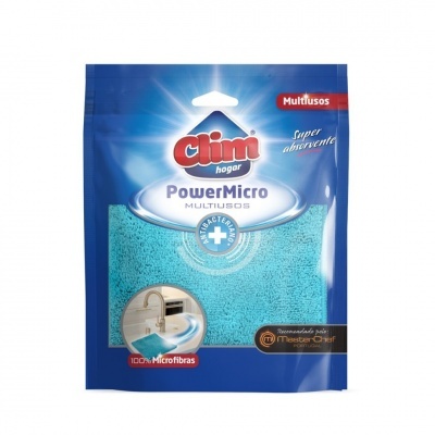 Pano de microfibra azul Clim hogar em embalagem azul