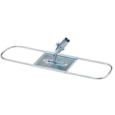 Estrutura metálica prateada para esfregona plana sobre fundo branco