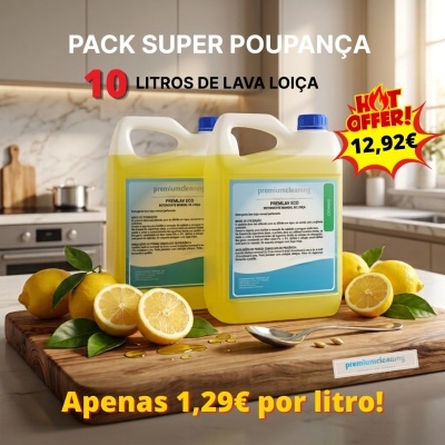 Pack de detergente manual de loiça amarelo com limões e oferta especial