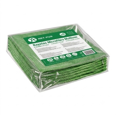 Pacote de cinco bayetas de microfibra verde NET-PUR multiuso