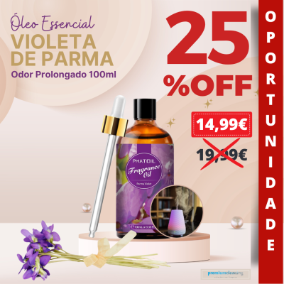 Frasco de óleo essencial violeta de Parma com desconto 25%