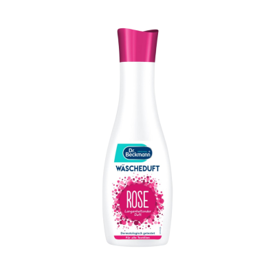 Frasco de detergente Dr. Beckmann Wäscheduft Rose branco e rosa