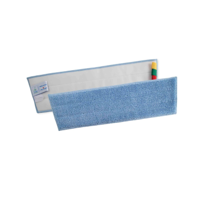 Pano de microfibra azul claro com parte traseira branca e fitas coloridas