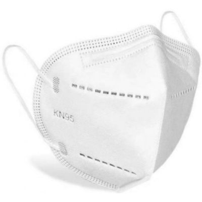 Máscara facial branca KN95 com ajuste nasal e elásticos