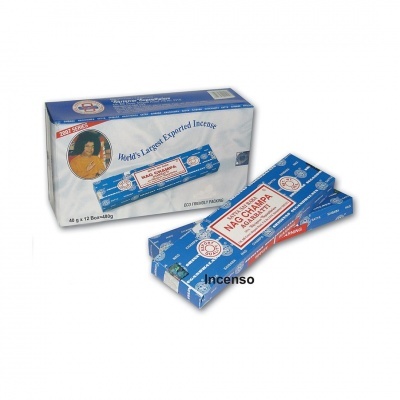 Caixas azuis de incenso Nag Champa Satya Sai Baba com bastões de incenso