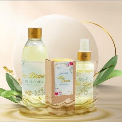 Produtos de higiene pessoal Água Divina Água da Flórida com embalagem floral e tampa dourada