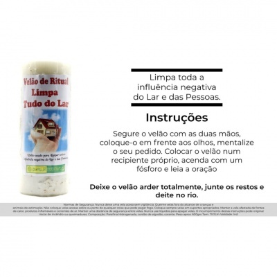 Velão de Ritual Limpa Tudo do Lar com instruções em português