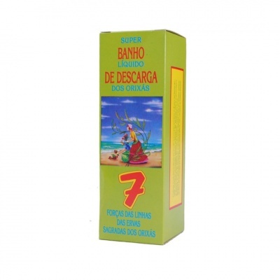 Caixa verde com texto azul e vermelho e imagem colorida de figura na praia