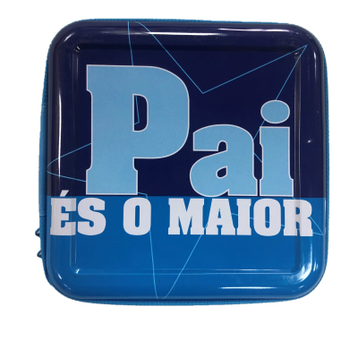 Caixa azul com texto 'Pai ÉS O MAIOR'