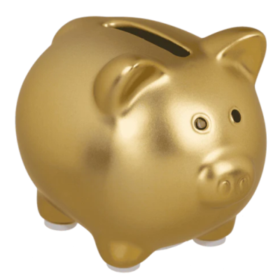 cofre porquinho dourado metálico