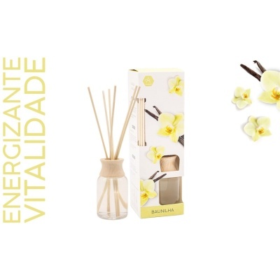Difusor de aromas de baunilha com vara aromática e embalagem decorada