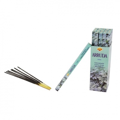 Incenso ARRUDA com pacote azul e detalhes florais