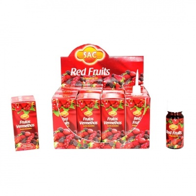 Embalagem e frascos SAC Red Fruits com frutos vermelhos