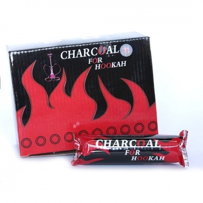 Embalagem e pacote de carvão para hookah com design em preto e vermelho