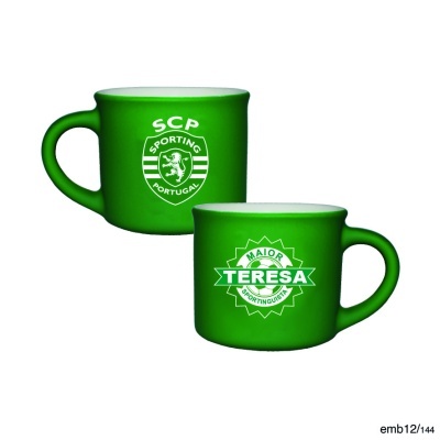 Duas canecas verdes com logotipos SCP SPORTING PORTUGAL e MAIOR TERESA SPORTINGUISTA