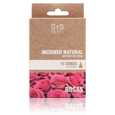 Caixa de incenso natural de 15 conos SyS Aromas com fragrância rosas