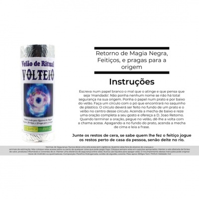 Vela de Ritual VOLTEIO com instruções para retorno de magia negra e feitiços