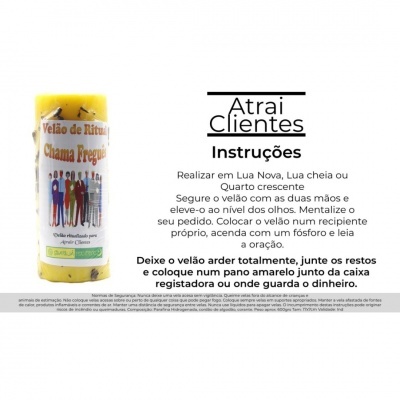 Vela amarela Velão de Atração Chama Freguesa com instruções em português