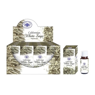 Óleo perfumado Californian White Sage em frascos pequenos com caixas decoradas
