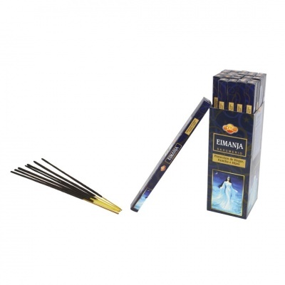 Conjunto de incensos EIMANJA SAC em embalagem azul escura com imagem feminina