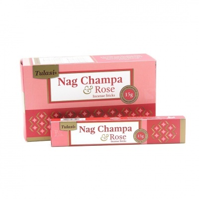 Caixas de incenso Nag Champa & Rose em tons de rosa e vermelho