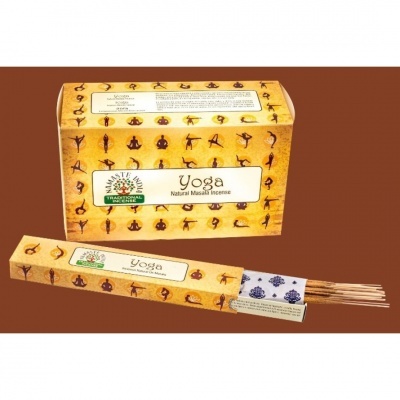 Caixa de incenso Yoga natural amarelo com figuras de yoga desenhadas