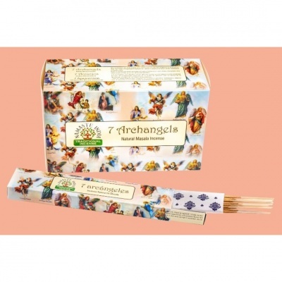 Caixa e embalagem de incenso 7 Archangels com imagens de anjos e arquejos