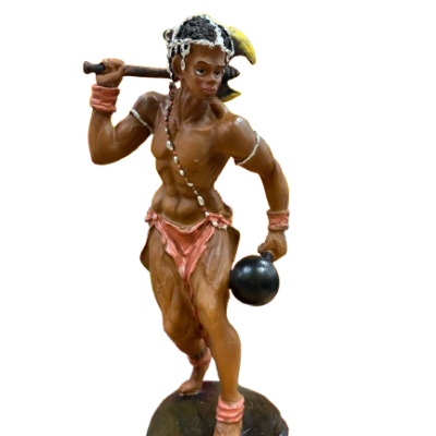 Figura decorativa de Xangô com machado e clava