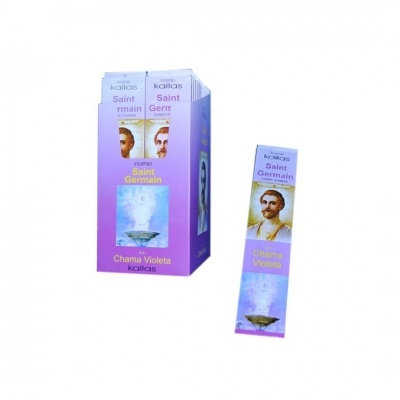 Embalagem e pacote individual de incenso lilás Saint Germain Chama Violeta