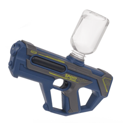 Pistola de paintball azul escuro com depósito transparente