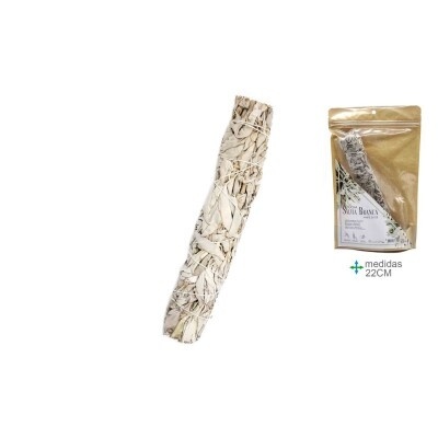 Ramo seco de sálvia branca com embalagem de papel kraft e texto 22CM