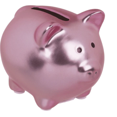 cofre porquinho cerâmico rosa metálico com fenda para moedas