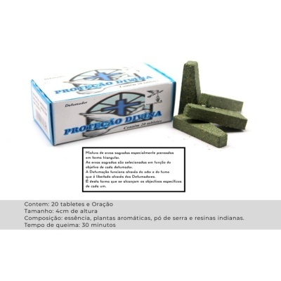 Caixa de defumador Proteção Divina com 20 tabletes verdes