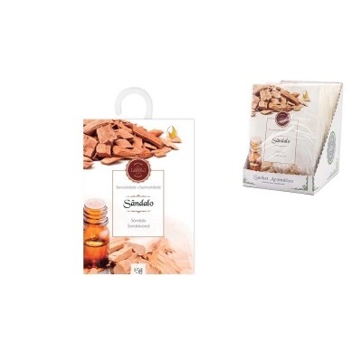 Embalagem e suporte para saquinho aromático de sândalo com chips e óleo