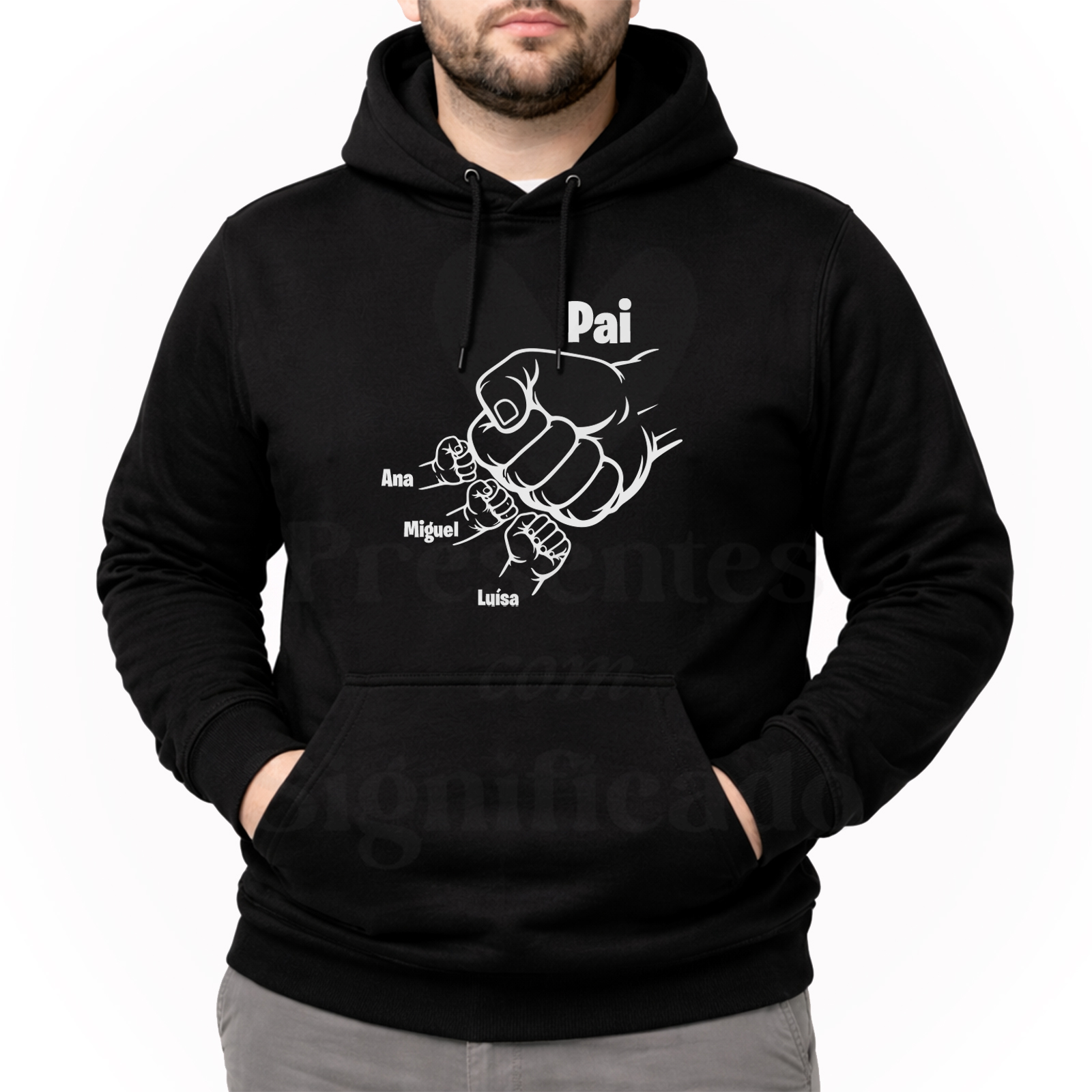 Sweatshirt ou Hoodie - Punhos Pai e filho(s) Sweatshirt preta com estampa de punhos e nomes