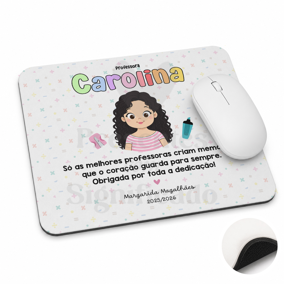 Tapete de rato - Especial agradecimento Tapete para rato personalizado com nome Carolina e ilustração